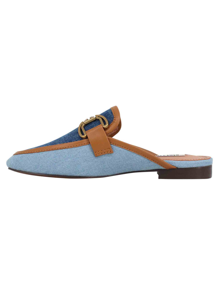 Spatarella Sabot donna in canvas blu con morsetto brunito e tacco basso Vela Offerta temporanea