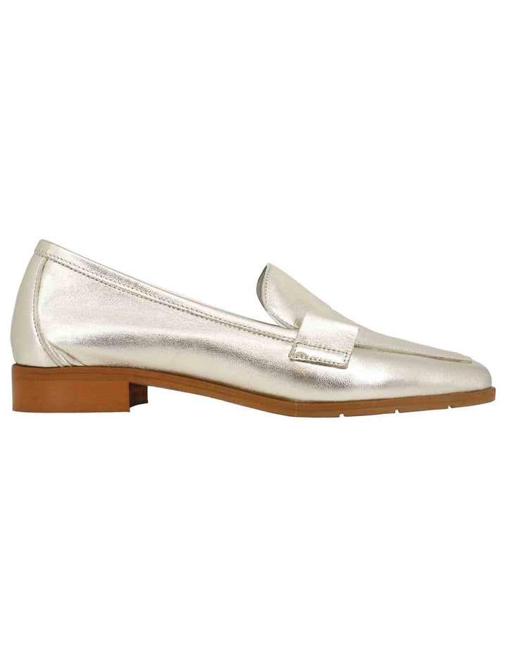 Spatarella Mocassini donna in pelle laminata platino con suola in gomma Offerte esclusive