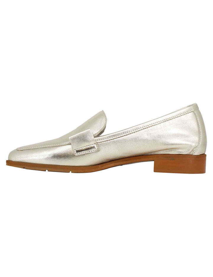 Spatarella Mocassini donna in pelle laminata platino con suola in gomma Offerte esclusive