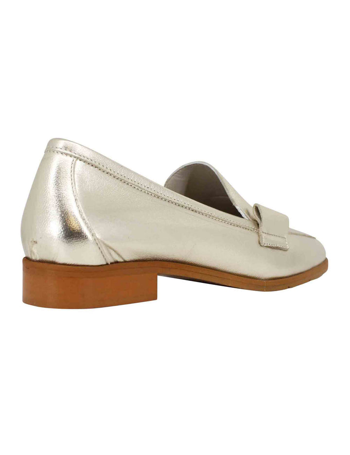 Spatarella Mocassini donna in pelle laminata platino con suola in gomma Offerte esclusive