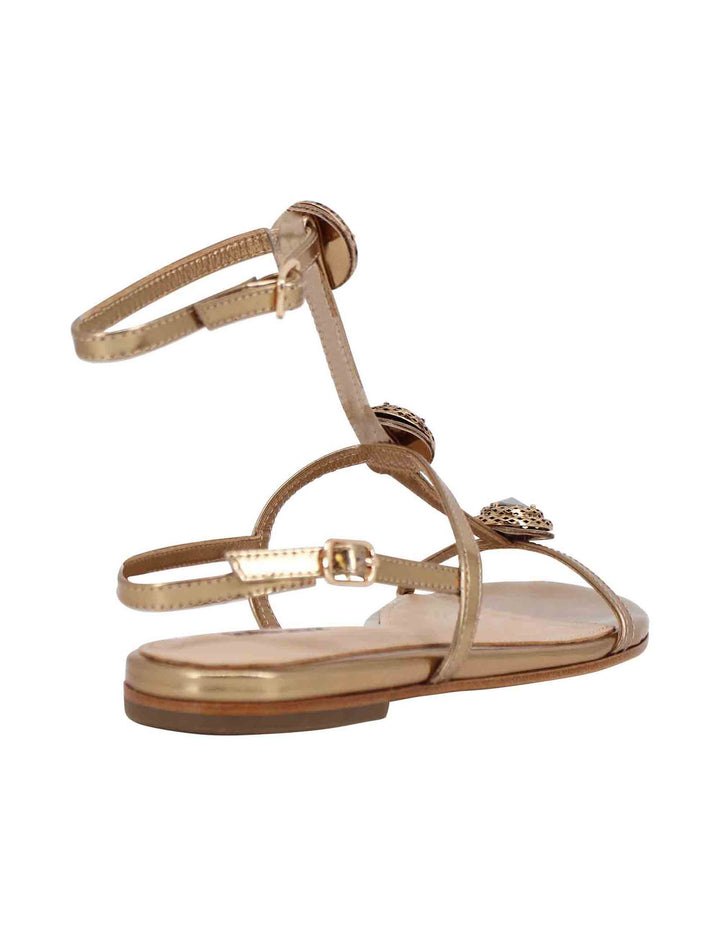 Spatarella Sandali flat slingback donna in pelle bronzo con borchie e punta quadra Lya Bestseller