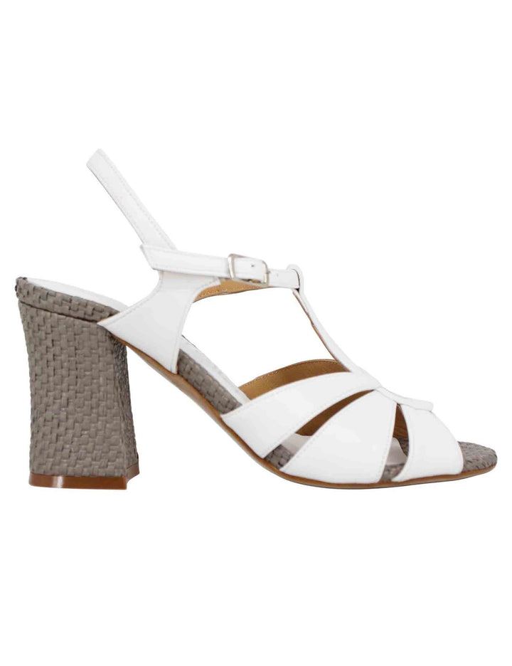 Spatarella Sandali slingback donna in pelle bianca con tacco alto Offerte stagionali