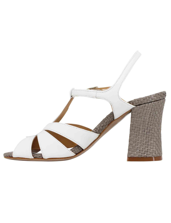 Spatarella Sandali slingback donna in pelle bianca con tacco alto Offerte stagionali