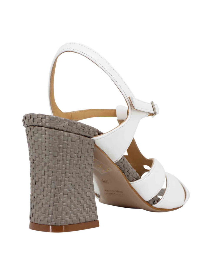 Spatarella Sandali slingback donna in pelle bianca con tacco alto Offerte stagionali