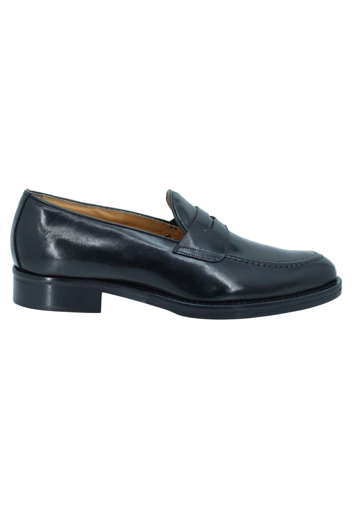 Spatarella Mocassini uomo in pelle nera con punta affusolata e suola in cuoio Offerte giornaliere