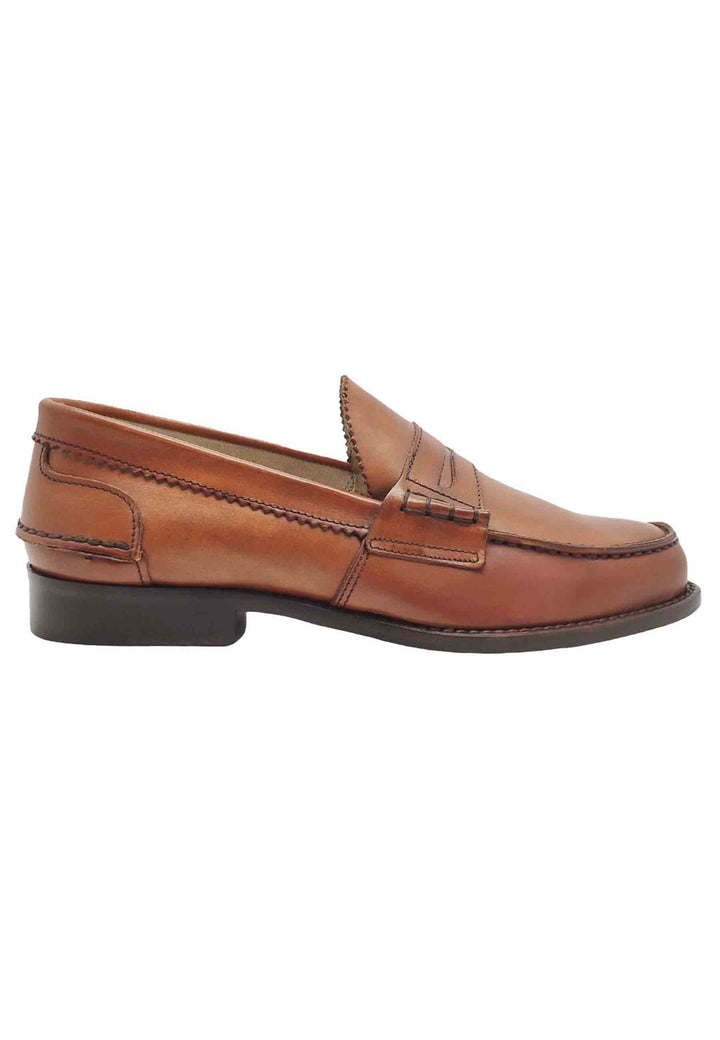 Spatarella Mocassini uomo in pelle cuoio e fondo in cuoio Offerte speciali
