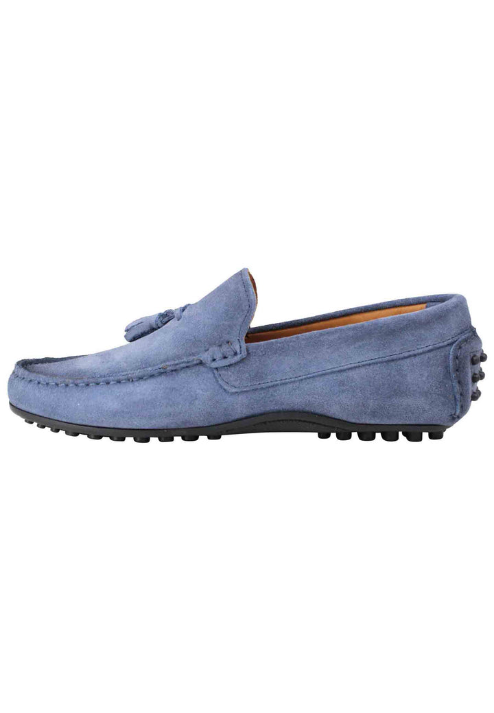 Spatarella Mocassini uomo in camoscio ingrassato blu con suola in gomma Super Saving Price