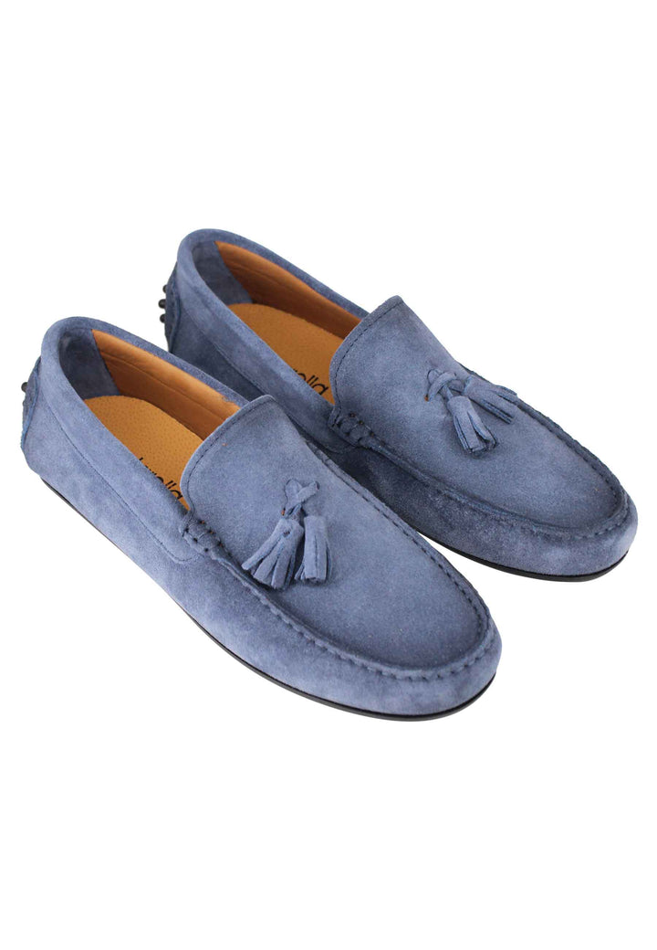 Spatarella Mocassini uomo in camoscio ingrassato blu con suola in gomma Super Saving Price