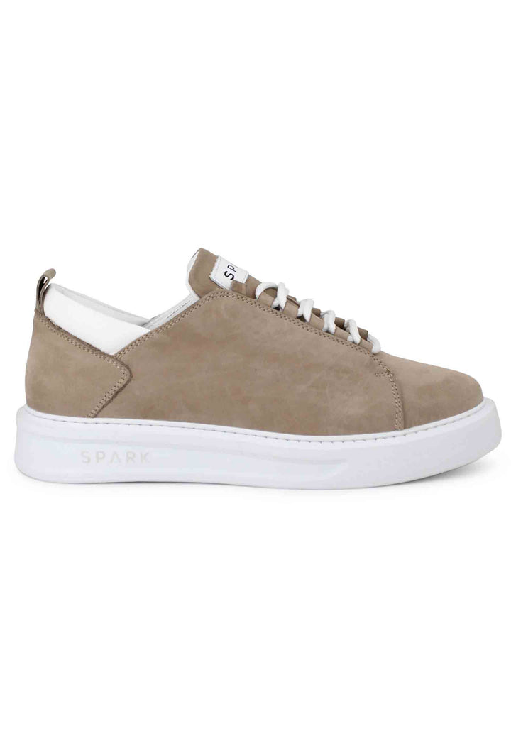 Spatarella Sneakers uomo in pelle sabbia con suola alta ACQUISTA ORA