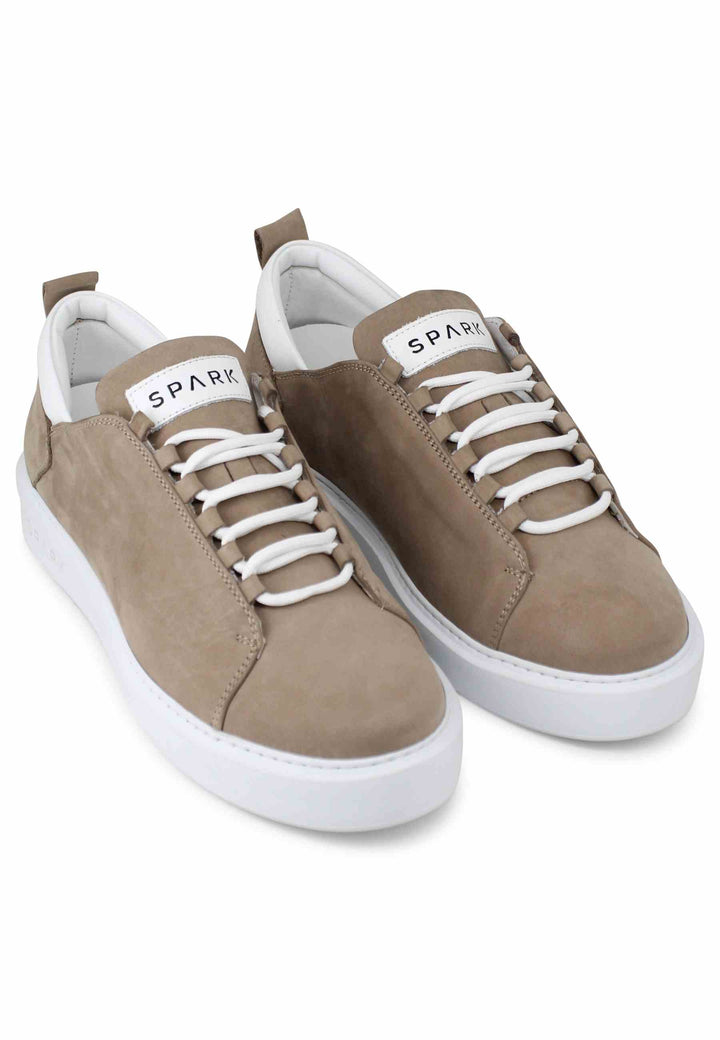 Spatarella Sneakers uomo in pelle sabbia con suola alta ACQUISTA ORA