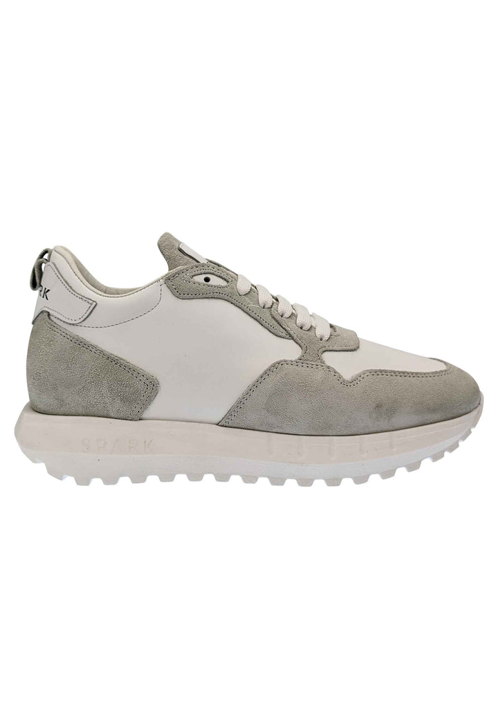 Spatarella Sneakers uomo in pelle e tessuto of white con fondo alto in gomma Ultimi due giorni