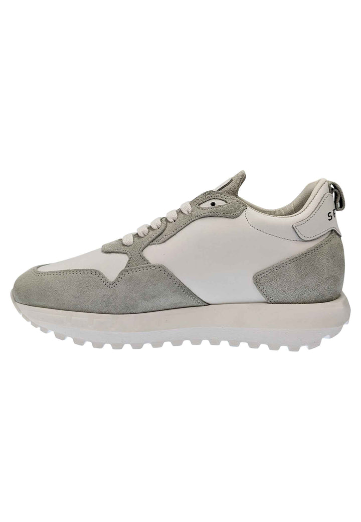 Spatarella Sneakers uomo in pelle e tessuto of white con fondo alto in gomma Ultimi due giorni