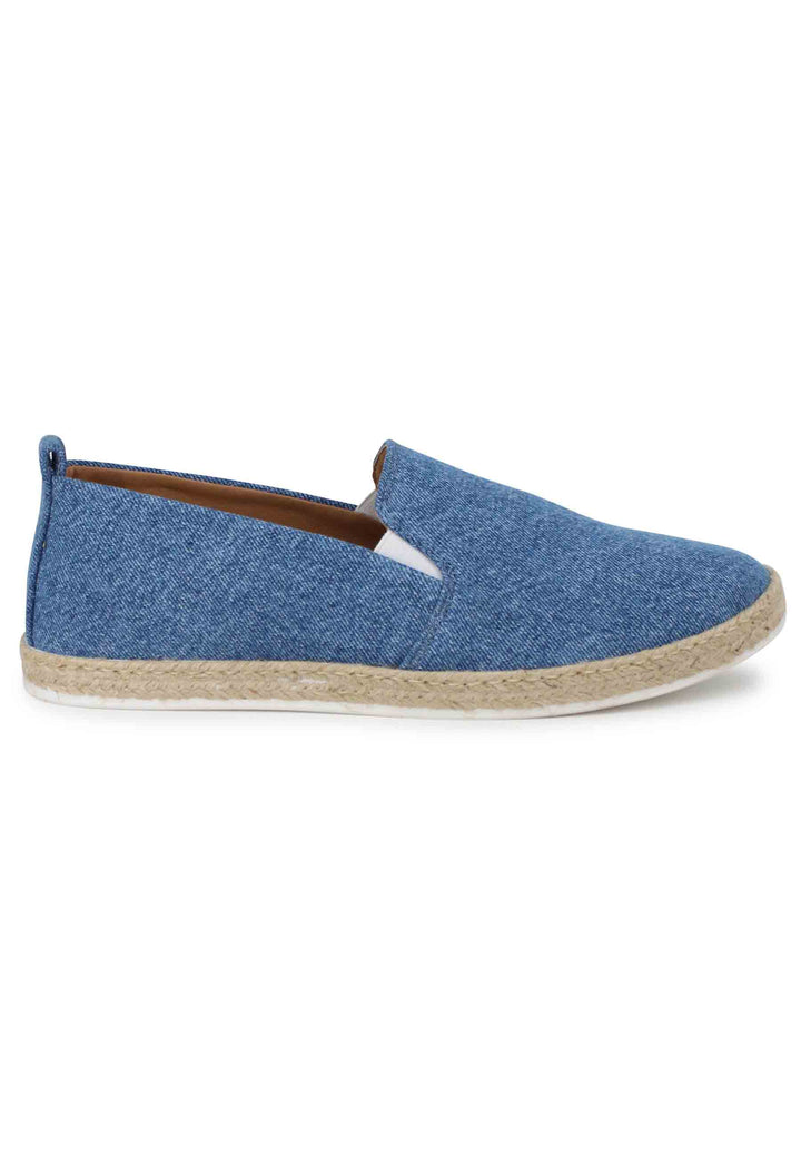Spatarella Mocassini espadrillas uomo in canvas blu denim Ultimo giorno