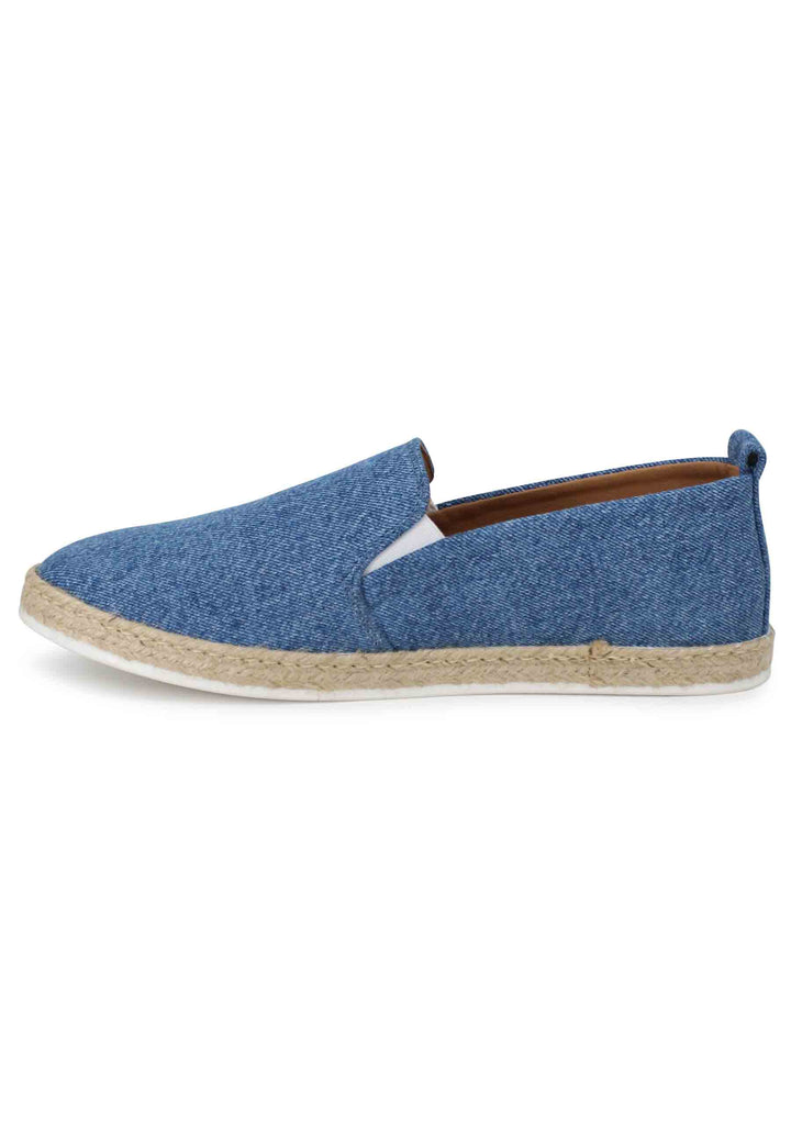Spatarella Mocassini espadrillas uomo in canvas blu denim Ultimo giorno