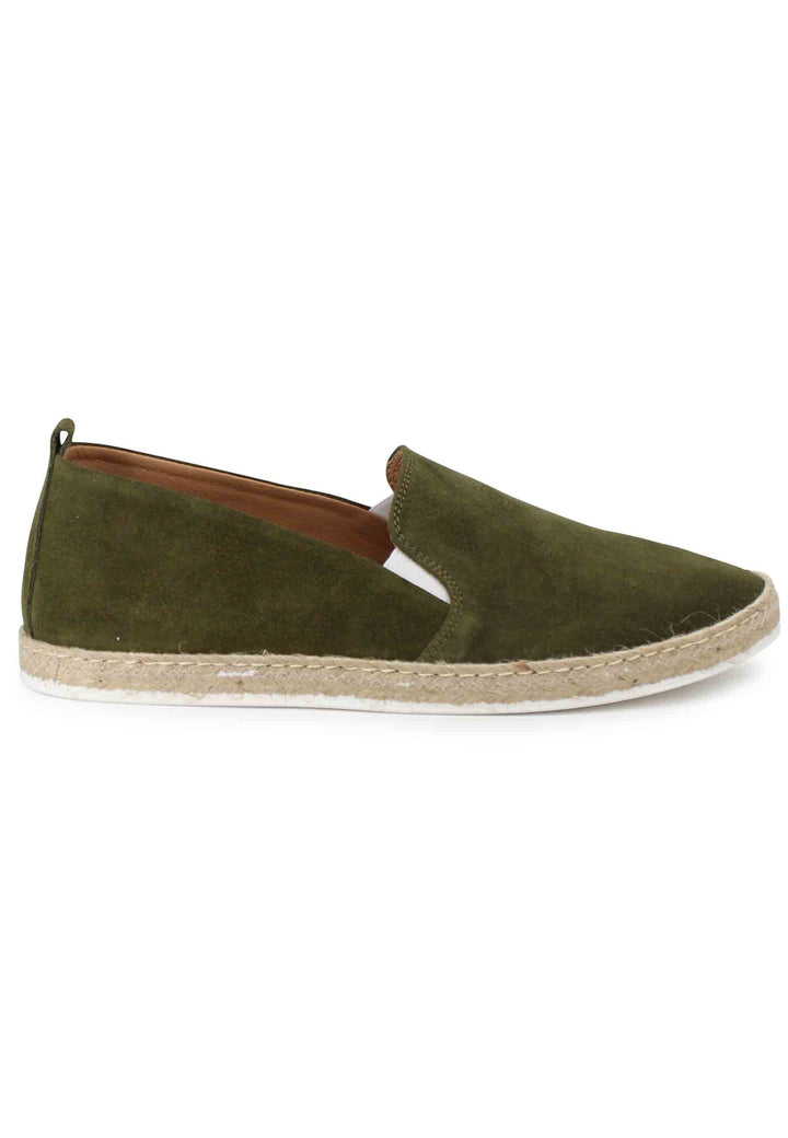 Spatarella Mocassini espadrillas uomo in camoscio verde Promozione temporanea
