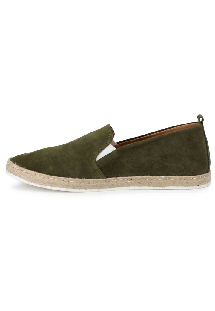 Spatarella Mocassini espadrillas uomo in camoscio verde Promozione temporanea