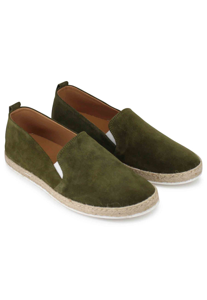 Spatarella Mocassini espadrillas uomo in camoscio verde Promozione temporanea