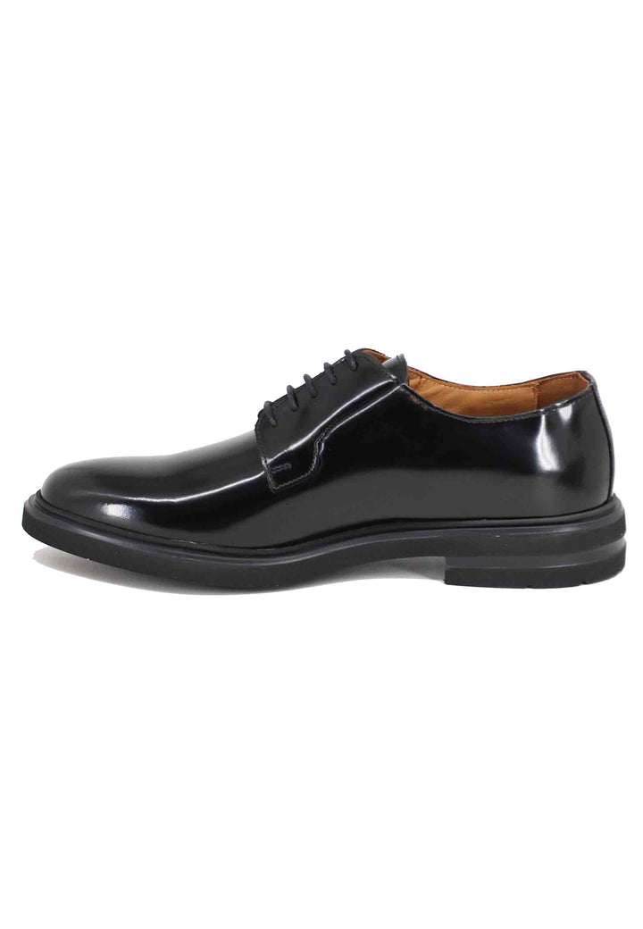 Spatarella Stringate uomo in pelle nera con fondo gomma Fino al 60% di sconto