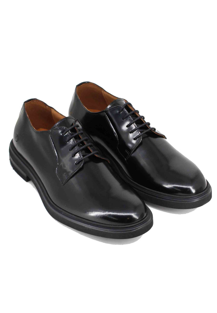 Spatarella Stringate uomo in pelle nera con fondo gomma Fino al 60% di sconto