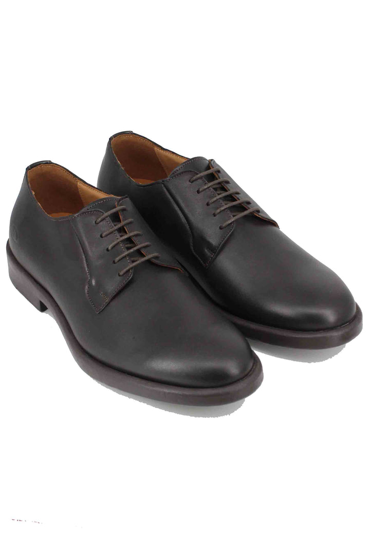 Spatarella Stringate uomo in pelle marrone con fondo gomma Fino al 65% di sconto