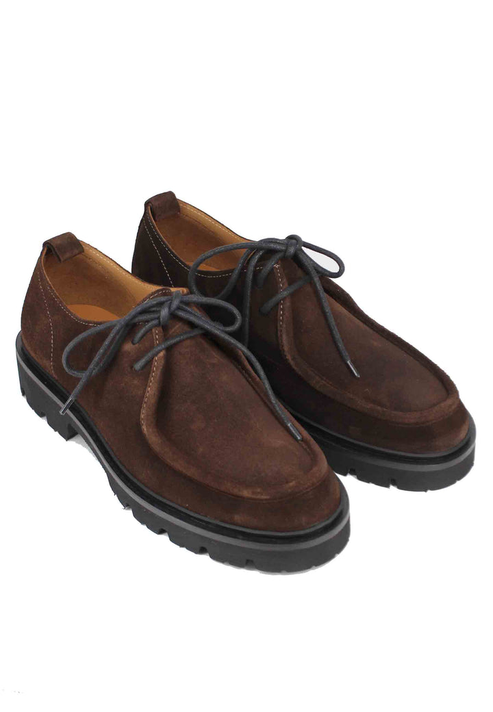 Spatarella Stringate uomo in camoscio testa di moro con vaschetta cucita Only for today