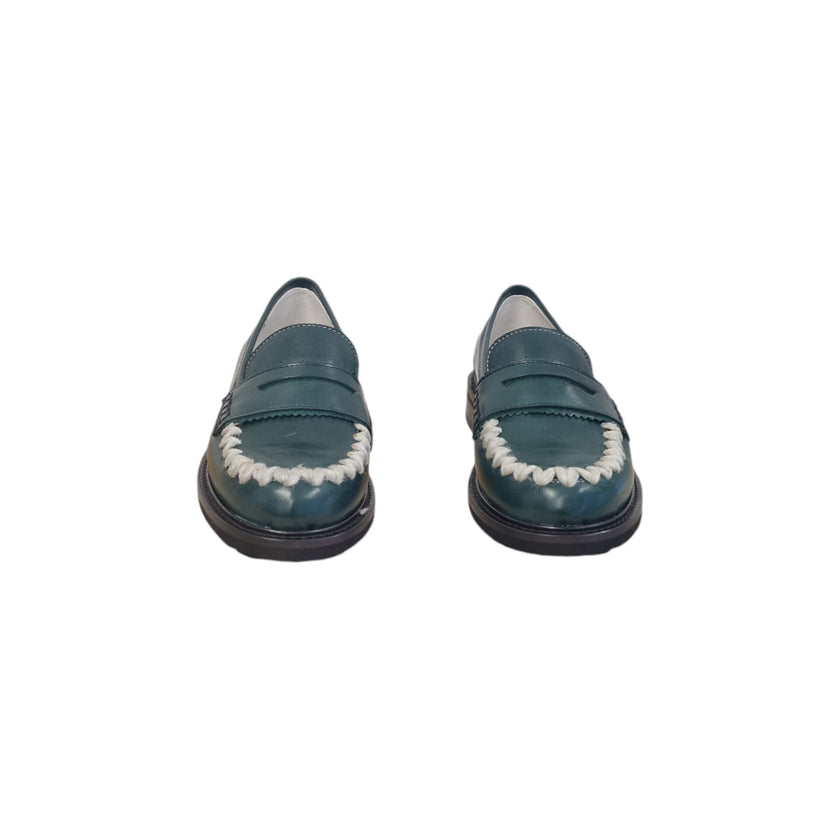 Viola Ricci Gaia - Mocassino nappa glove verde - lana Italy