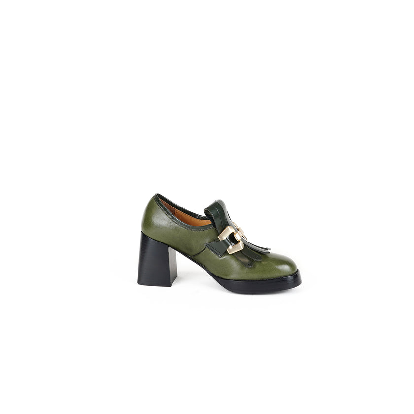 Viola Ricci Lya - Mocassino con tacco Verde Prezzo Ridotto
