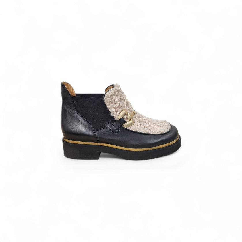 Viola Ricci Alice - Stivaletto in pelle Nera - astrakan ghiaccio Sconto