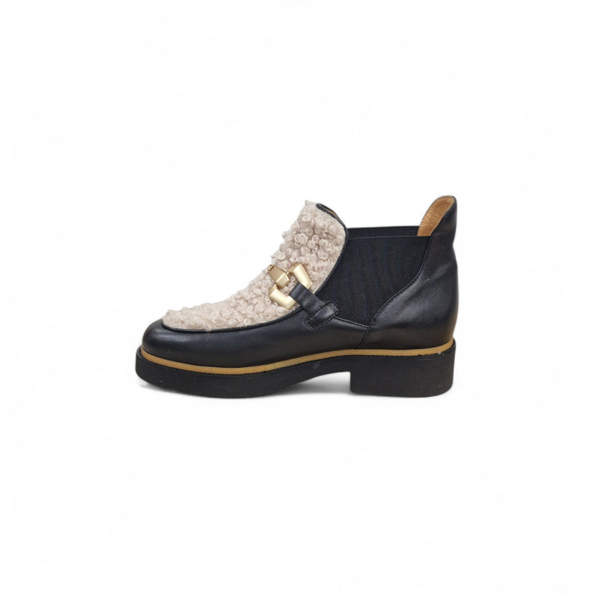 Viola Ricci Alice - Stivaletto in pelle Nera - astrakan ghiaccio Sconto