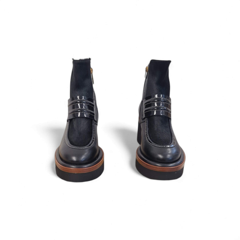 Viola Ricci Bianca - Stivalleto in pelle nero Ritorno libero