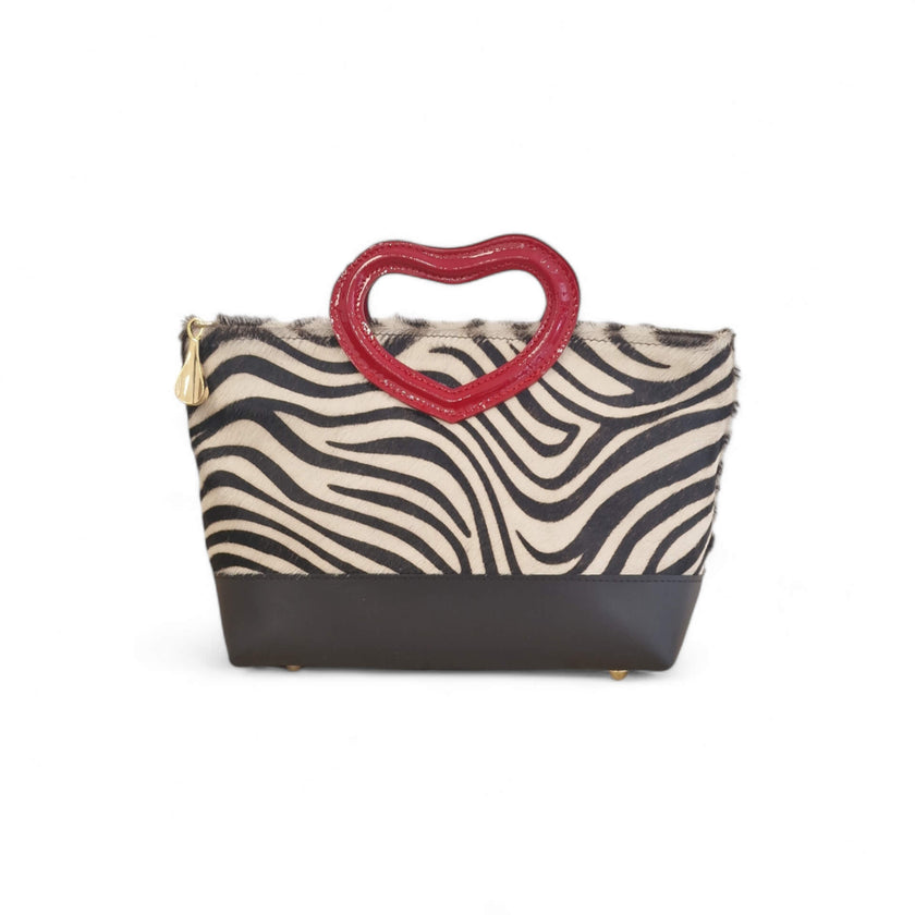 Viola Ricci Love - Borsa in pelle bianco e nero - cuore Fino Al -60%